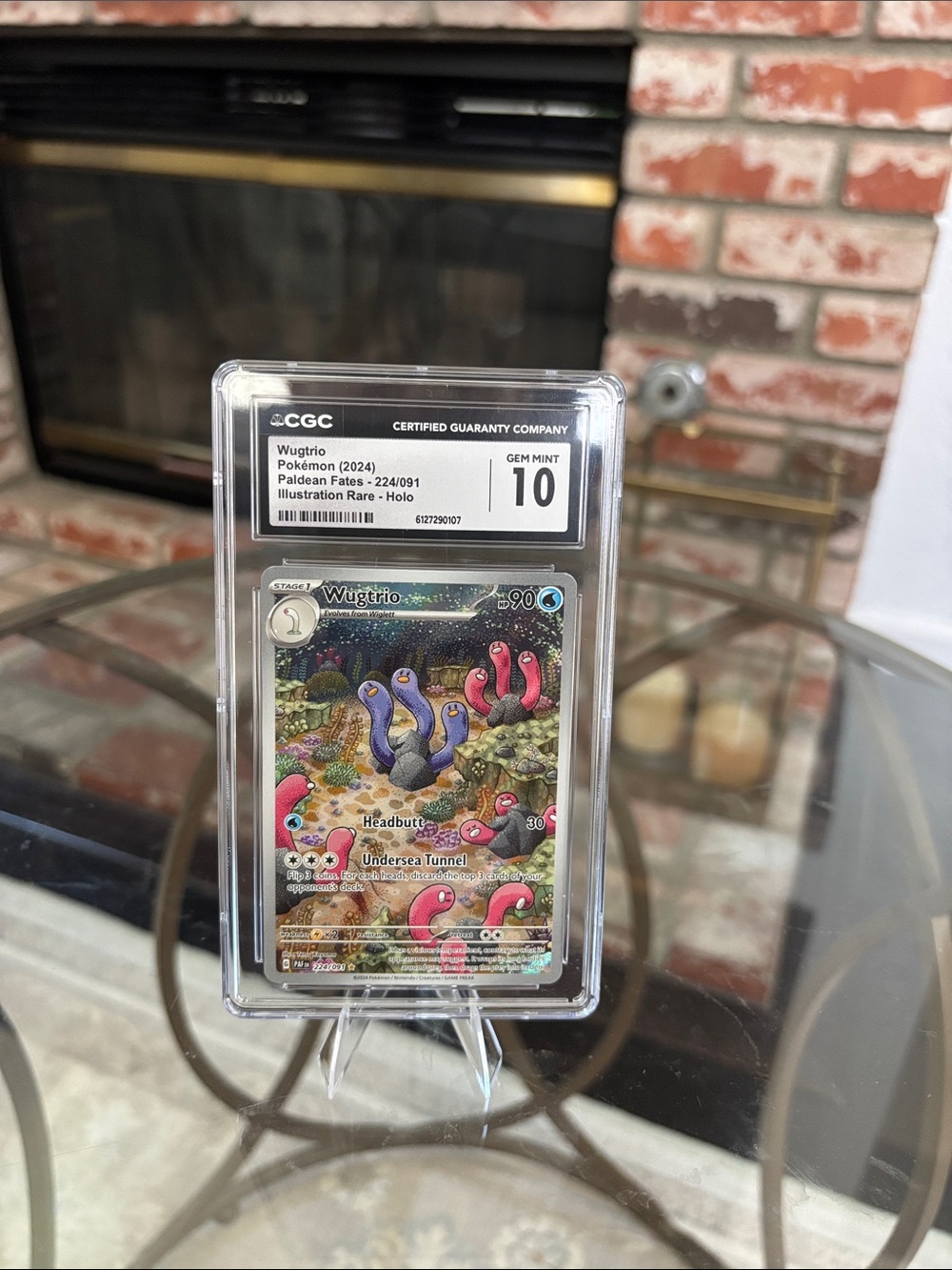 Wugtrio Holo Pokemon Paldean Fates 224/091- Gem Mint 10